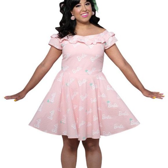 Stitch Shoppe by Loungefly Barbie Palm Tree Logo "Lizzy" Date Night Dress Size L - Picture 3 of 8